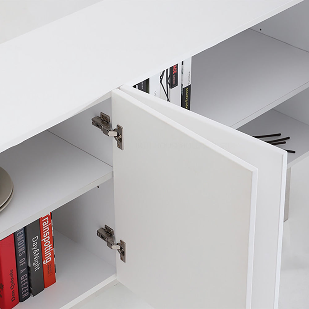 Modern White Buffet Sideboard Kitchen Sideboard Cabinet with 4 Doors Adjustable Shelves