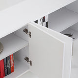 Modern White Buffet Sideboard Kitchen Sideboard Cabinet with 4 Doors Adjustable Shelves