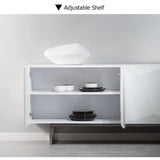 Modern White Buffet Sideboard Kitchen Sideboard Cabinet with 4 Doors Adjustable Shelves