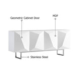 Modern White Buffet Sideboard Kitchen Sideboard Cabinet with 4 Doors Adjustable Shelves