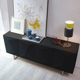 Modern White Buffet Sideboard Kitchen Sideboard Cabinet with 4 Doors Adjustable Shelves