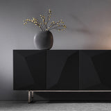 Modern White Buffet Sideboard Kitchen Sideboard Cabinet with 4 Doors Adjustable Shelves