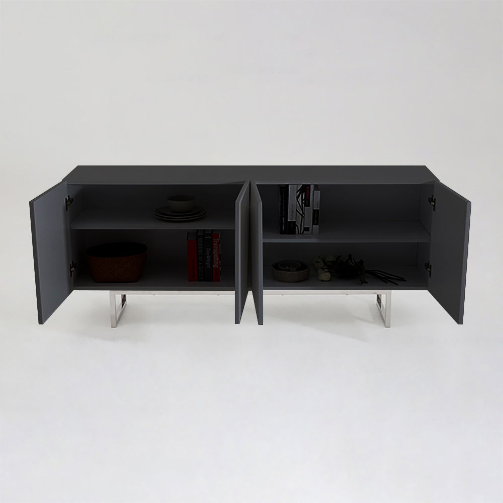 Modern White Buffet Sideboard Kitchen Sideboard Cabinet with 4 Doors Adjustable Shelves