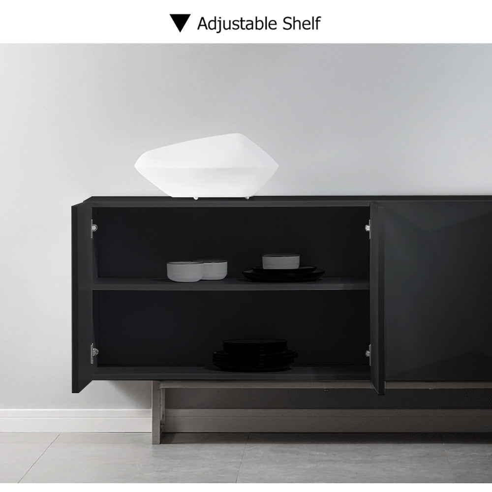 Modern White Buffet Sideboard Kitchen Sideboard Cabinet with 4 Doors Adjustable Shelves