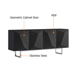 Modern White Buffet Sideboard Kitchen Sideboard Cabinet with 4 Doors Adjustable Shelves