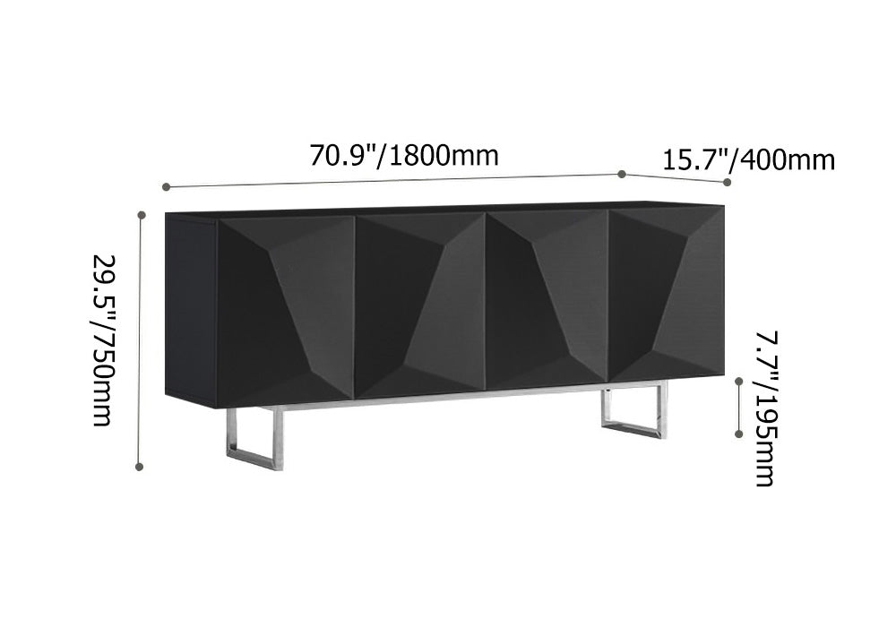 Modern White Buffet Sideboard Kitchen Sideboard Cabinet with 4 Doors Adjustable Shelves