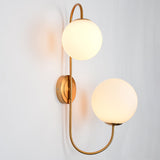 Modern Chic Milky White Globe Glass Shade Two-Light Indoor Wall Lamp in Aged Brass