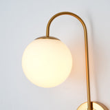Modern Chic Milky White Globe Glass Shade Two-Light Indoor Wall Lamp in Aged Brass