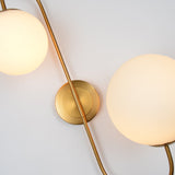 Modern Chic Milky White Globe Glass Shade Two-Light Indoor Wall Lamp in Aged Brass