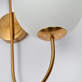 Modern Chic Milky White Globe Glass Shade Two-Light Indoor Wall Lamp in Aged Brass