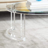 31.5" Modern Round Acrylic Coffee Table for Living Room with Tempered Glass Top-Richsoul-Coffee Tables,Furniture,Living Room Furniture