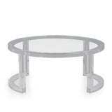 31.5" Modern Round Acrylic Coffee Table for Living Room with Tempered Glass Top-Richsoul-Coffee Tables,Furniture,Living Room Furniture
