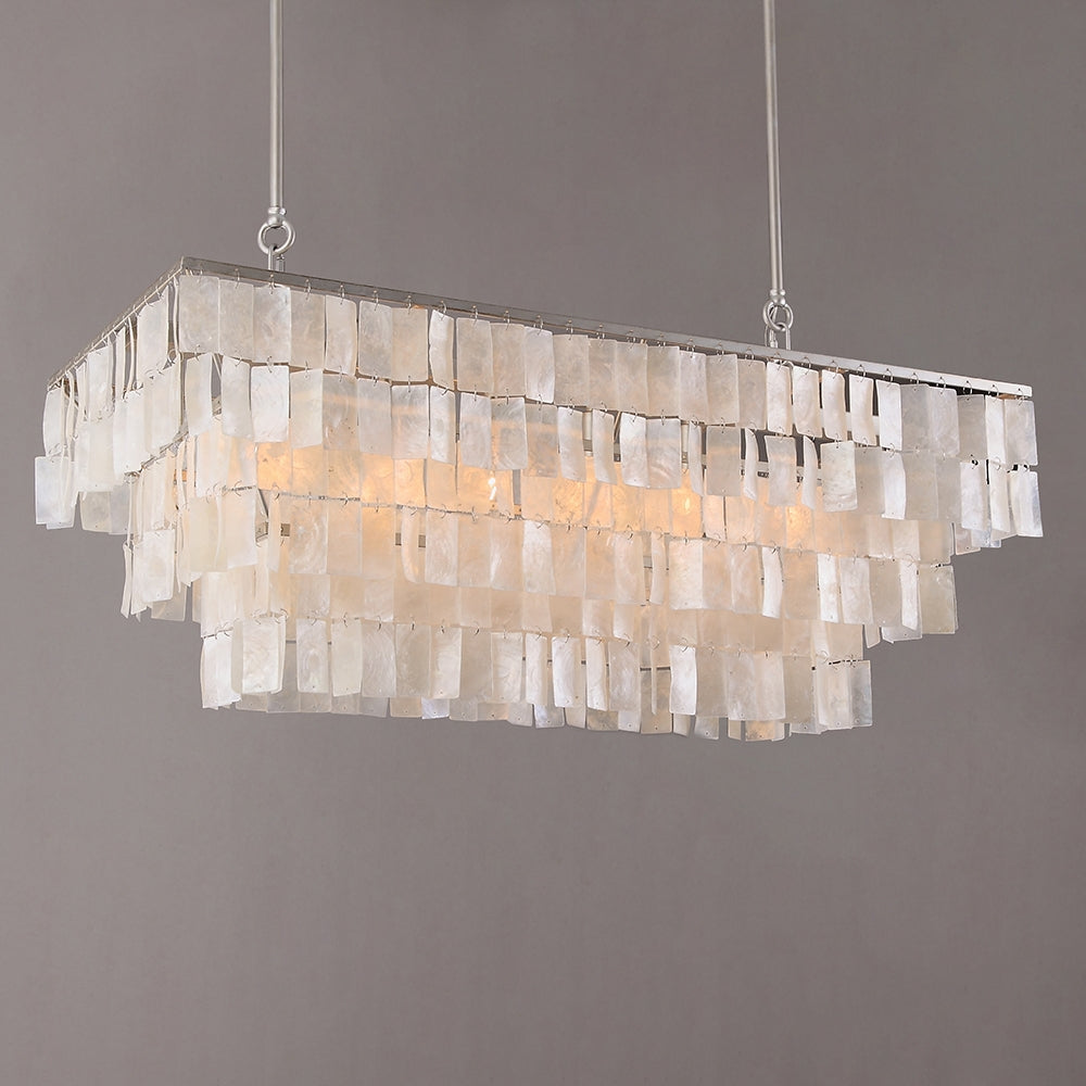 Elsa 6-Light White Mother of Pearl Tiered Kitchen Island lighting Mediterranean Pastoral