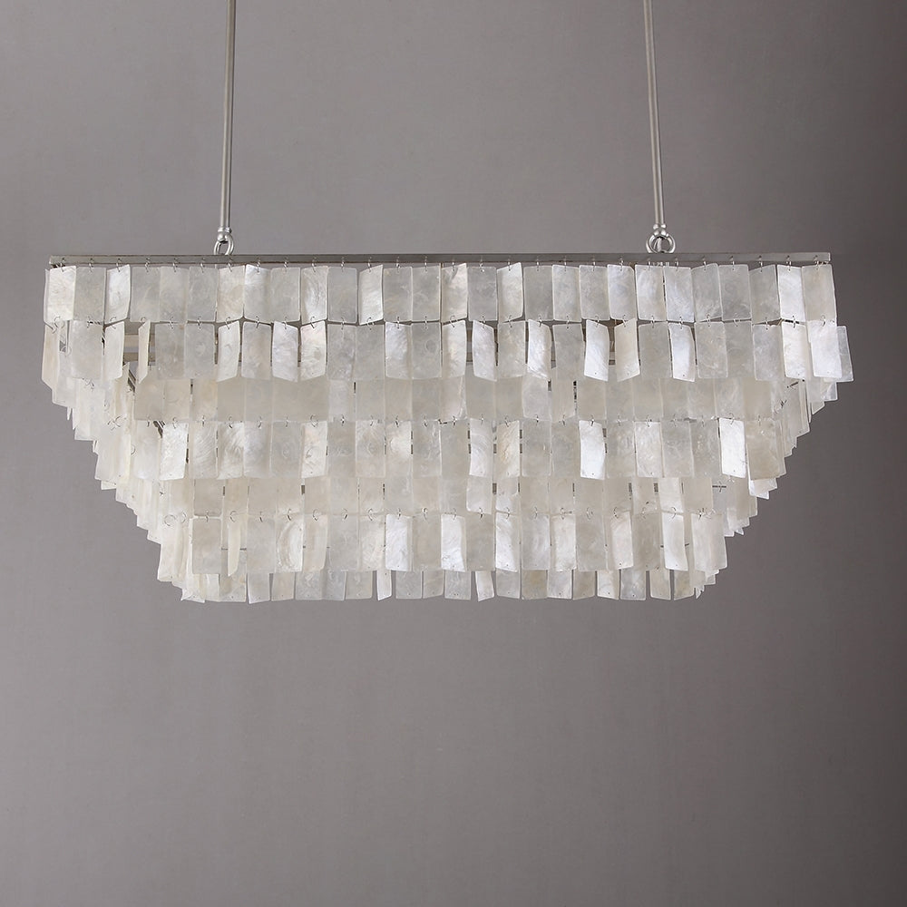 Elsa 6-Light White Mother of Pearl Tiered Kitchen Island lighting Mediterranean Pastoral