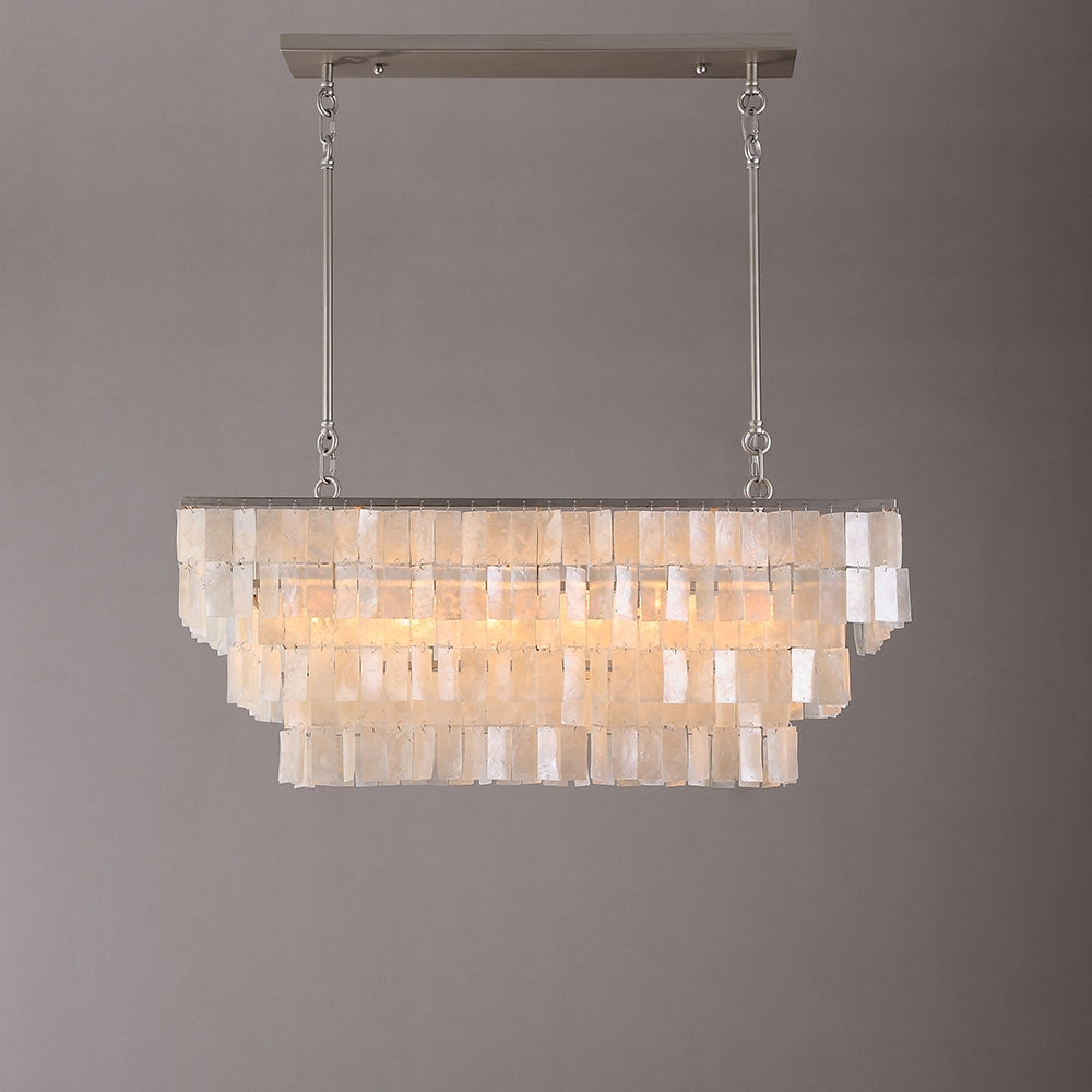 Elsa 6-Light White Mother of Pearl Tiered Kitchen Island lighting Mediterranean Pastoral