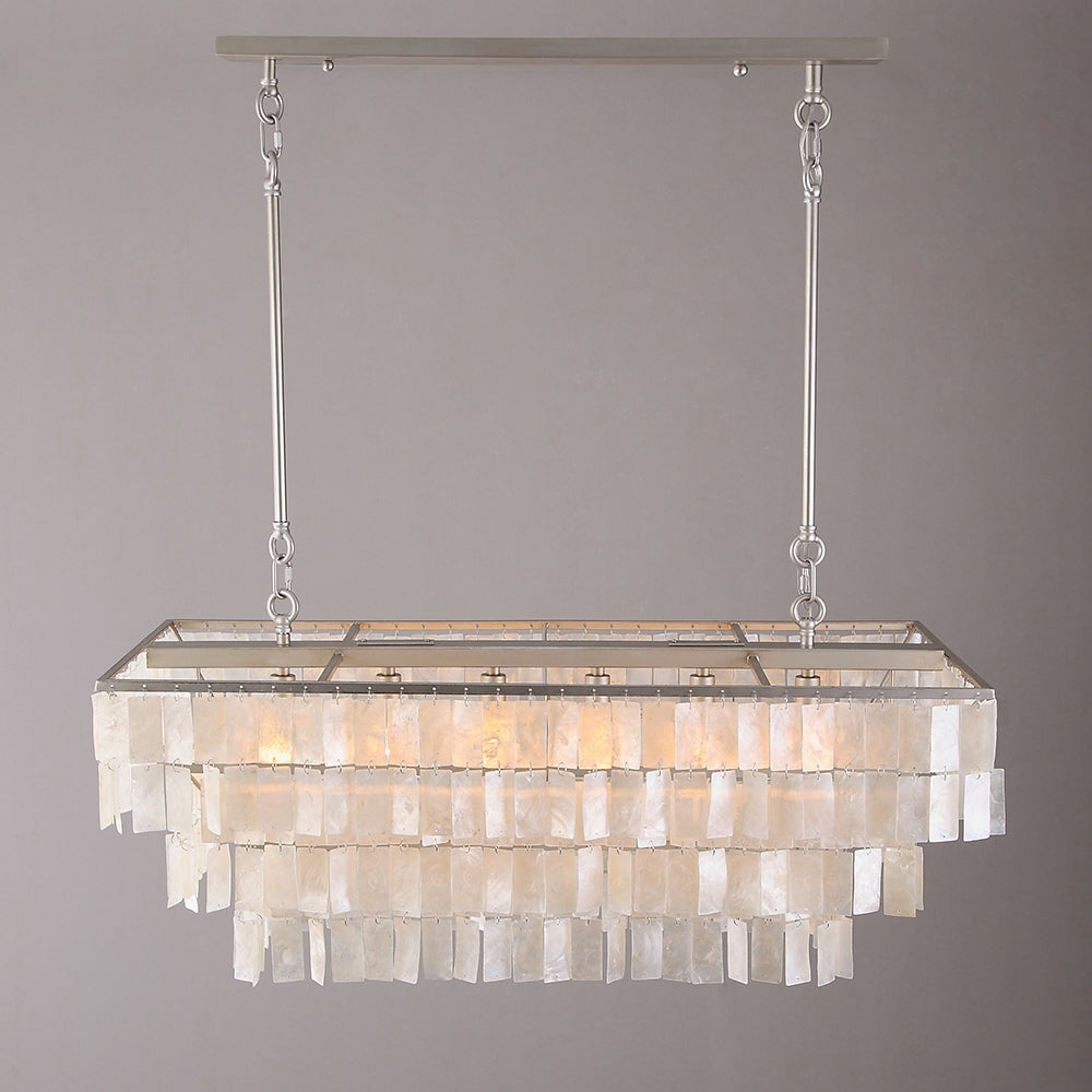 Elsa 6-Light White Mother of Pearl Tiered Kitchen Island lighting Mediterranean Pastoral