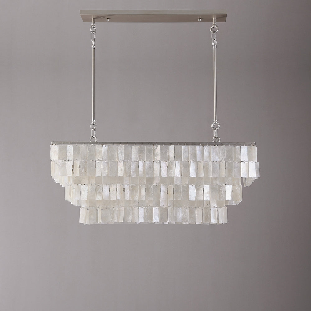 Elsa 6-Light White Mother of Pearl Tiered Kitchen Island lighting Mediterranean Pastoral