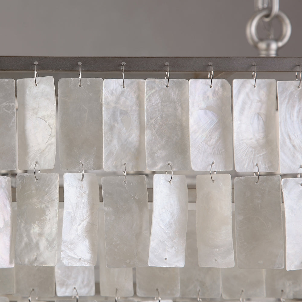 Elsa 6-Light White Mother of Pearl Tiered Kitchen Island lighting Mediterranean Pastoral