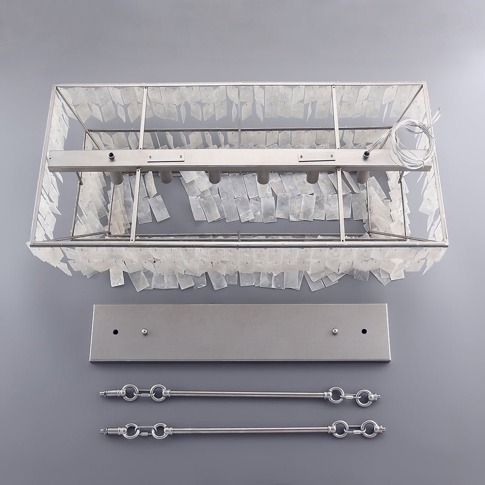 Elsa 6-Light White Mother of Pearl Tiered Kitchen Island lighting Mediterranean Pastoral