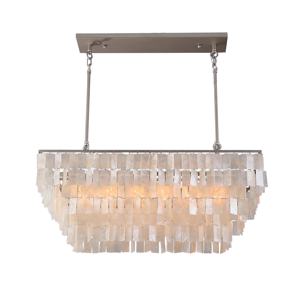 Elsa 6-Light White Mother of Pearl Tiered Kitchen Island lighting Mediterranean Pastoral