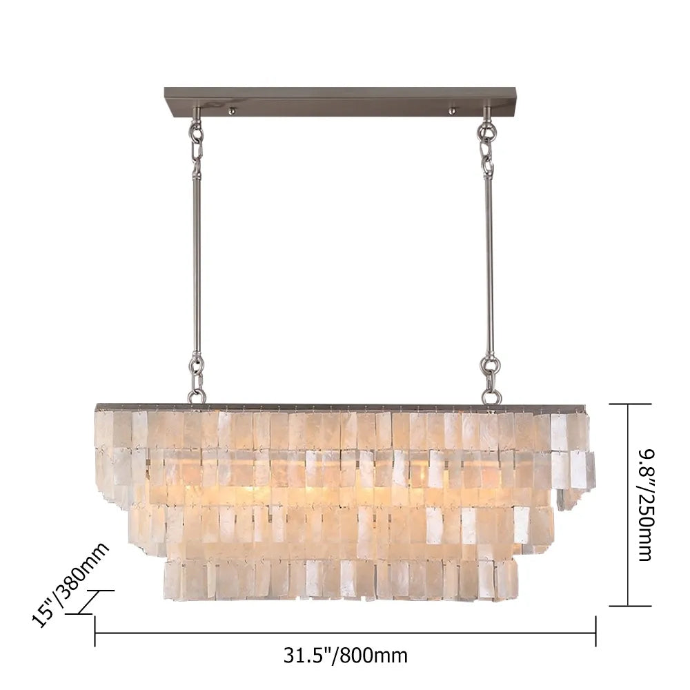 Elsa 6-Light White Mother of Pearl Tiered Kitchen Island lighting Mediterranean Pastoral