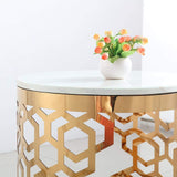 Gold Modern Round End Table with Marble Top Side Table-Richsoul-End & Side Tables,Furniture,Living Room Furniture