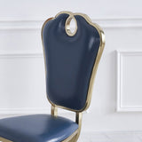 Modern Upholstered Blue Dining Chair with Golden Frame Set of 2