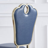 Modern Upholstered Blue Dining Chair with Golden Frame Set of 2