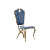 Modern Upholstered Blue Dining Chair with Golden Frame Set of 2