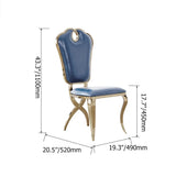 Modern Upholstered Blue Dining Chair with Golden Frame Set of 2