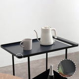 Modern Black Metal Bar Cart 2-Tier Trolley on Wheels