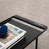 Modern Black Metal Bar Cart 2-Tier Trolley on Wheels