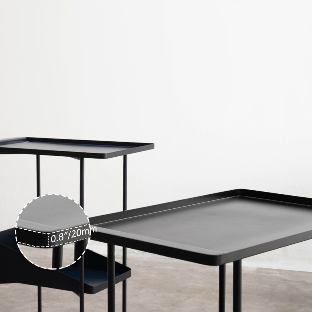 Modern Black Metal Bar Cart 2-Tier Trolley on Wheels