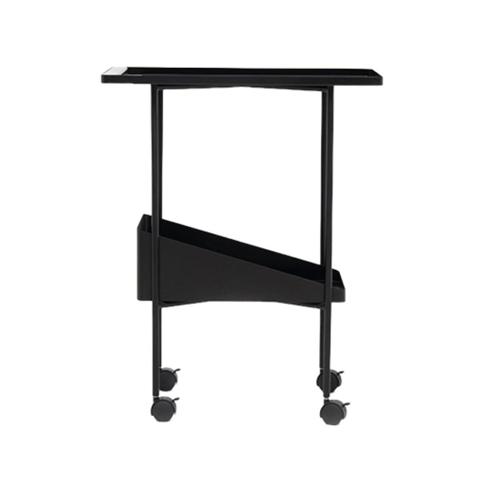 Modern Black Metal Bar Cart 2-Tier Trolley on Wheels