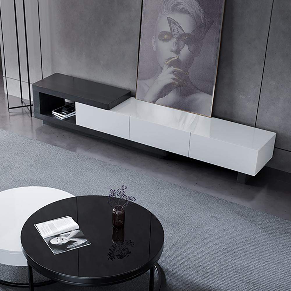 Modern TV Stand Retracted & Extendable 3-Drawer Media Console-Wehomz-Furniture,Living Room Furniture,TV Stands