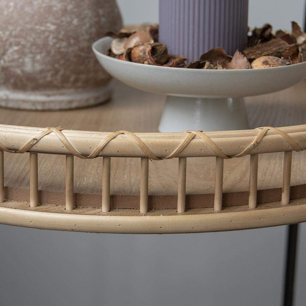Modern Side Table Rattan Bar Cart with Rolling Foot Woven Side Table-Richsoul-End & Side Tables,Furniture,Living Room Furniture