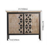 Rustic Sideboard Buffet Carved and Painted Patterns Cabinet with 2 Doors 1 Shelf