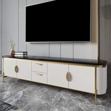 78.7" Black Faux Marble Top TV Console with Drawers & Doors for TVs-Richsoul-Furniture,Living Room Furniture,TV Stands