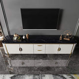 78.7" Black Faux Marble Top TV Console with Drawers & Doors for TVs-Richsoul-Furniture,Living Room Furniture,TV Stands