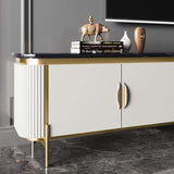 78.7" Black Faux Marble Top TV Console with Drawers & Doors for TVs-Richsoul-Furniture,Living Room Furniture,TV Stands