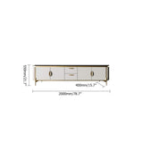 78.7" Black Faux Marble Top TV Console with Drawers & Doors for TVs-Richsoul-Furniture,Living Room Furniture,TV Stands