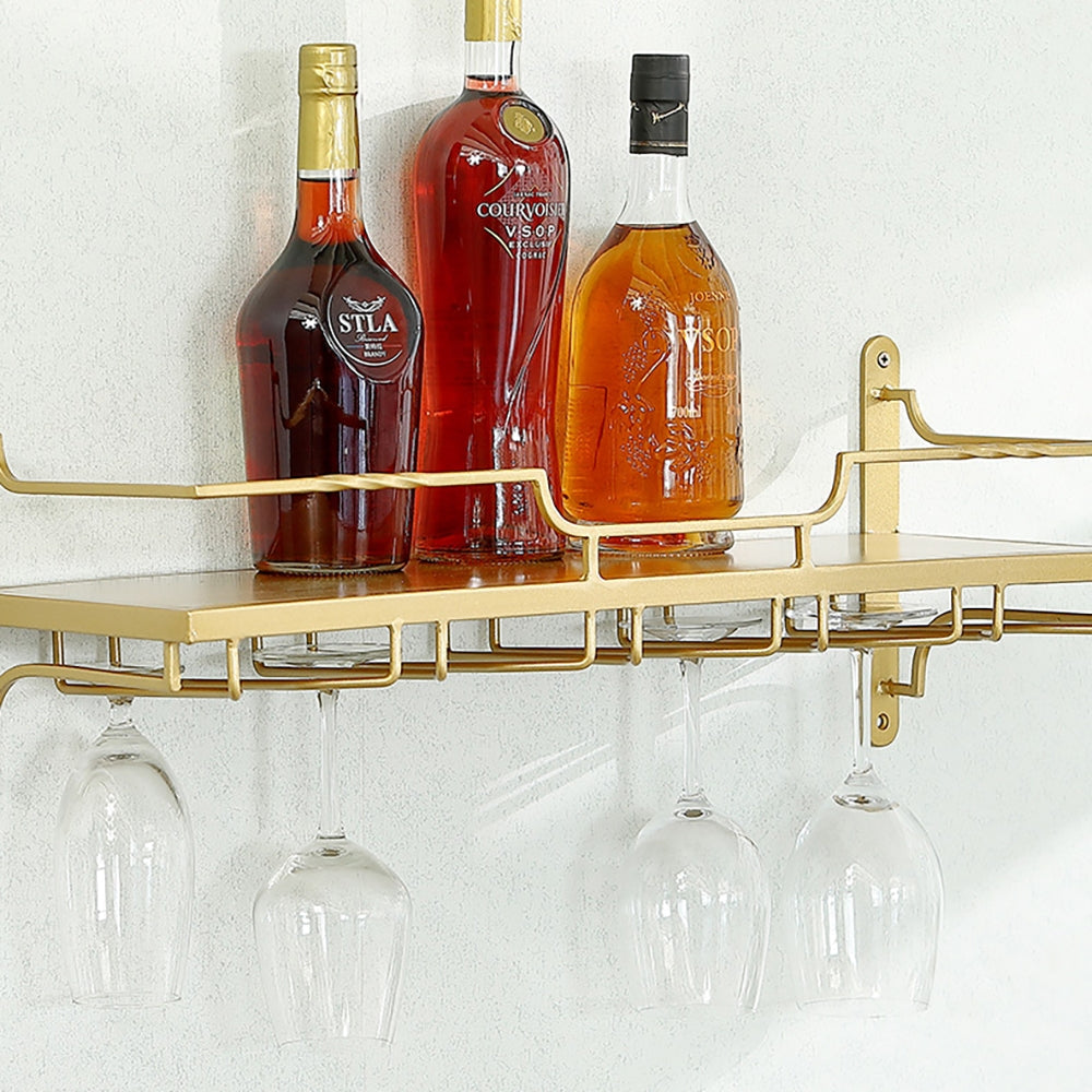 Nordic Wall Mounted Wine Rack Glass Rack in Gold
