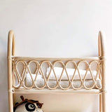 Boho Woven Rattan Bookcase 3-Tier Open Storage Display Shelving Wood in Natural-Bookcases & Bookshelves,Furniture,Office Furniture