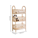 Boho Woven Rattan Bookcase 3-Tier Open Storage Display Shelving Wood in Natural-Bookcases & Bookshelves,Furniture,Office Furniture