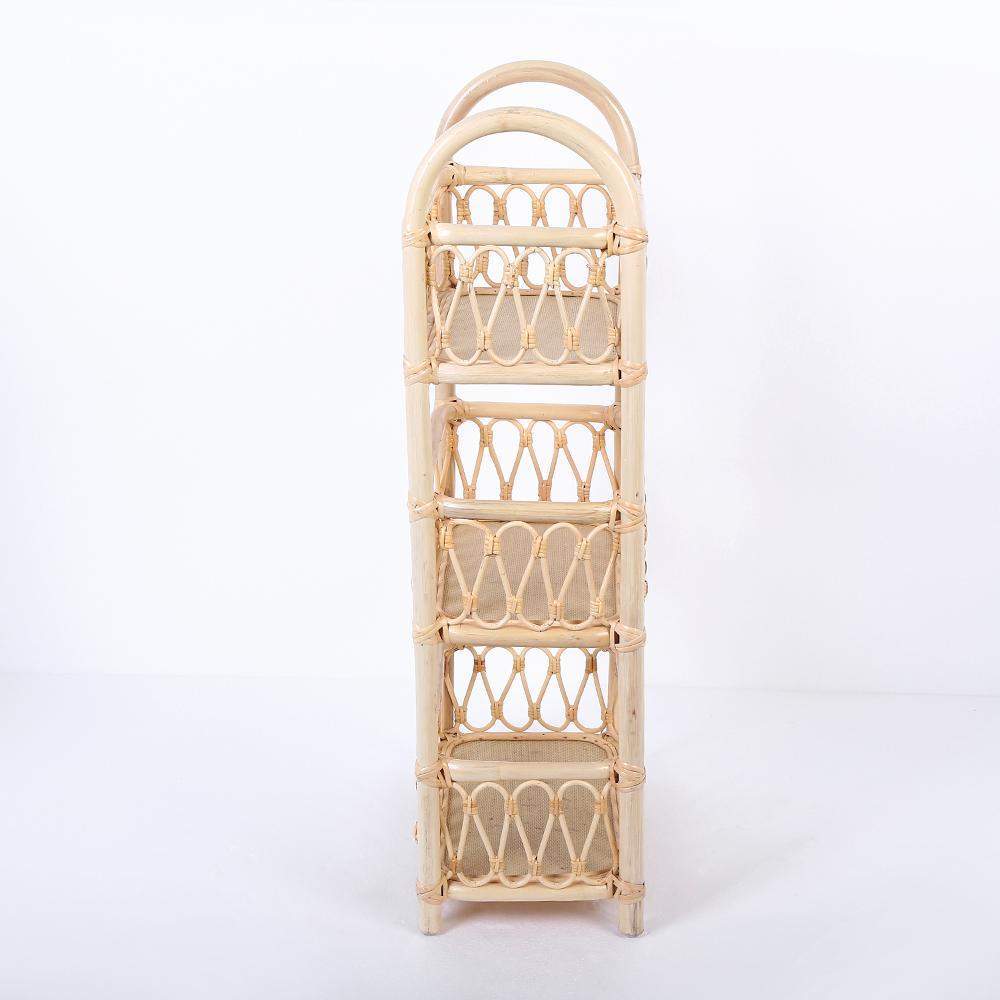Boho Woven Rattan Bookcase 3-Tier Open Storage Display Shelving Wood in Natural-Bookcases & Bookshelves,Furniture,Office Furniture