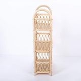 Boho Woven Rattan Bookcase 3-Tier Open Storage Display Shelving Wood in Natural-Bookcases & Bookshelves,Furniture,Office Furniture