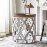 Retro Style White End Table Wooden Tray Tabletop Side Table