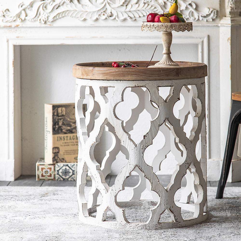 Retro Style White End Table Wooden Tray Tabletop Side Table-Richsoul-End & Side Tables,Furniture,Living Room Furniture