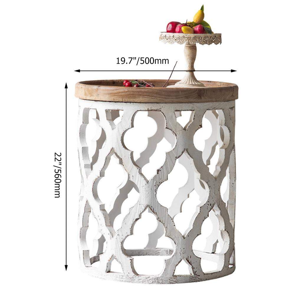 Retro Style White End Table Wooden Tray Tabletop Side Table-Richsoul-End & Side Tables,Furniture,Living Room Furniture