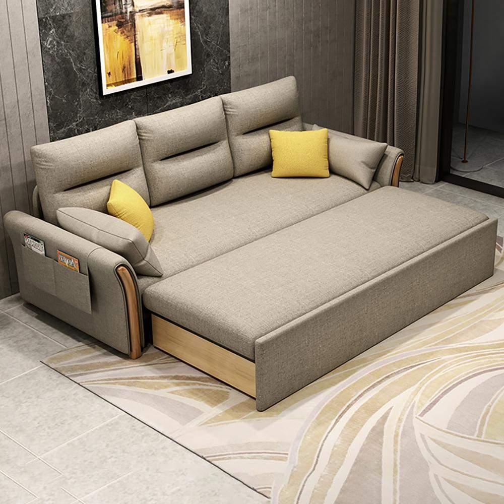 Full Sleeper Sofa Cotton&linen Upholstered Convertible Sofa with Storage 3 Function-Richsoul-Daybeds,Furniture,Living Room Furniture
